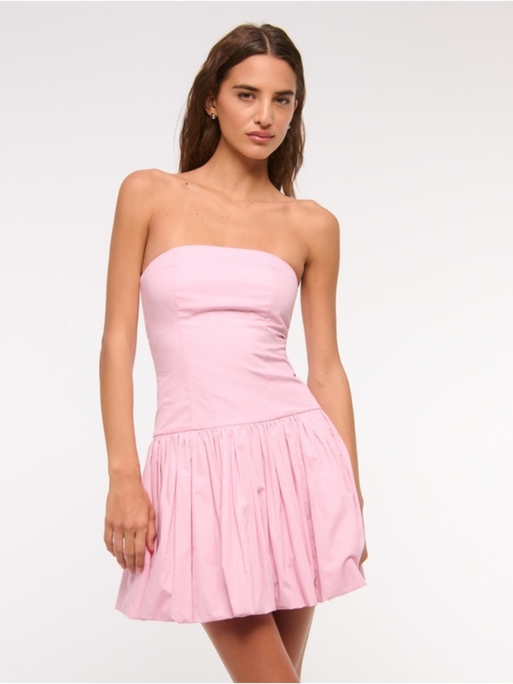 Abercrombie & Fitch Strapless Bubble Hem Light Pink Mini Dress‎ Sz M Spring